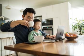 Starbucks Stock Has Doubled Over the Last 5 Years. Can It Do It Again?: https://g.foolcdn.com/editorial/images/738650/parent-sipping-coffee-and-sitting-at-kitchen-table-with-child-on-lap-looking-at-computer-screen.jpg