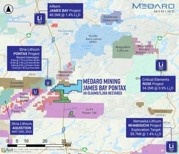 Medaro Mining Announces Exchange Acceptance to Acquire the James Bay Pontax Lithium Project: https://www.irw-press.at/prcom/images/messages/2023/70735/MEDAExchangeMay302023_EN_PRcom.003.jpeg
