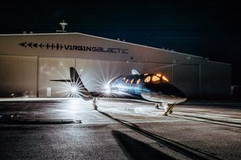 Why Virgin Galactic Stock Rocketed Higher Today: https://g.foolcdn.com/editorial/images/745887/vss-imagine-with-hangar-in-the-background-at-night-is-virgin-galactic.jpg