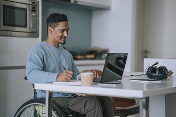 3 Stocks to Buy While They Are on Sale: https://g.foolcdn.com/editorial/images/740937/man-in-wheelchair-laptop.jpg