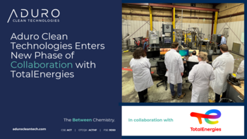 Aduro Clean Technologies tritt in neue Phase der Zusammenarbeit mit TotalEnergies ein: https://ml.globenewswire.com/Resource/Download/afaa76cc-1a4d-4fd6-86b3-d913683d7a56/image1.png