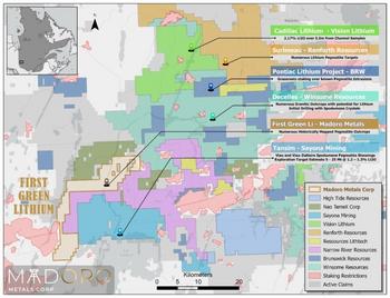 Madoro Enters into Option Agreement to Acquire 100% of the First Green Lithium Project in Quebec: https://www.irw-press.at/prcom/images/messages/2023/69104/February12023-MadoroEntersintoOptionQuebec_Prcom.001.jpeg