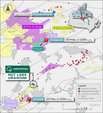 Greenridge Exploration Provides Regional Review of its Nut Lake Uranium Project, Thelon Basin, Nunavut: https://www.irw-press.at/prcom/images/messages/2024/75637/Greenridge_210524_PRCOM.001.jpeg