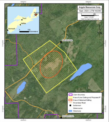 Argyle Begins Exploration Program with Line cutting for Upcoming IP Survey at the Frenchvale Graphite Property, Nova Scotia: https://www.irw-press.at/prcom/images/messages/2024/76739/Argyle_050924_PRCOM.001.png