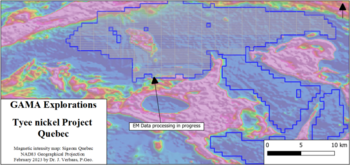 Gama Completes 2,378 line kilometres of SkyTEM Geophysical Survey over Tyee Nickel-Copper Sulphide Project in Quebec: https://www.irw-press.at/prcom/images/messages/2023/71024/19062023_EN_Gama_SkyTEM_FINAL80_en_PRcom.001.png