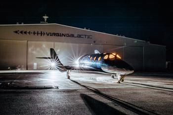 Why Virgin Galactic Stock Just Rocketed 10%: https://g.foolcdn.com/editorial/images/776047/vss-imagine-with-hangar-in-the-background-at-night-is-virgin-galactic.jpg
