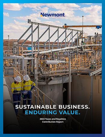 Newmont Publishes its 2022 Sustainability Report Demonstrating Disciplined Approach to Responsible Mining Practices and Sustainable Operations: https://mms.businesswire.com/media/20230420005889/en/1769734/5/9485_2022TaxesCover.jpg