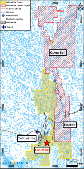 Gold Terra Partnering with Midas Minerals Limited Solely on the Rights for Lithium and Rare Earth Minerals covering 544.7 Square Kilometres of its Yellowknife Property, Northwest Territories, Canada: https://www.irw-press.at/prcom/images/messages/2023/69999/06042023_EN_GoldTerra.001.png