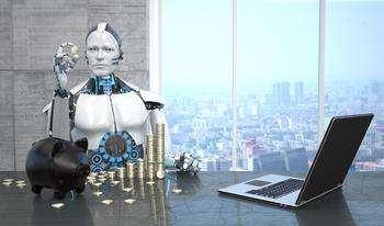 Will IBM's AI Investments Actually Pay Off?: https://g.foolcdn.com/editorial/images/737699/robot-with-laptop-counting-coins-by-a-window-with-skyscraper-view.jpg