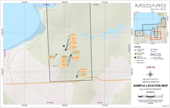 Medaro Mining Sampled up to 2.58% Lithium Oxide and Provides Drill Program Update on Lac La Motte Lithium Property in Quebec: https://www.irw-press.at/prcom/images/messages/2022/67176/Medaro-LamotteSampling-Aug23_Procm.001.png