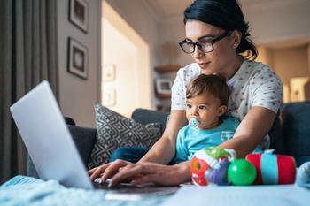 I Like the Idea of Early Retirement, but There Are 3 Big Reasons I'd Never Quit the Workforce Before My 50s: https://g.foolcdn.com/editorial/images/783966/person-using-laptop-with-baby-in-front-of-them.jpg