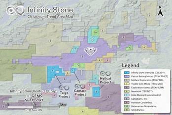 Infinity Stone Commences Exploration Program at Camaro Lithium Project in James Bay, Quebec, Contracts Axiom Exploration Group: https://www.irw-press.at/prcom/images/messages/2022/67520/22-09-19ISVJameBayExploration-FINALPRcom.001.jpeg