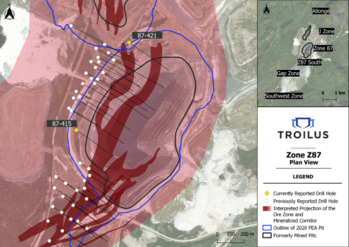 Troilus Drills 101m @ 1.27 g/t AuEq, Incl. 3.31 g/t AuEq over 20m, and 65m @ 1.58 g/t AuEq, Incl. 22m @ 3.26 g/t AuEq, Extends High-Grade Mineralization +200m to the North and South of the Formerly Active Z87 Pit; Provides Pre-Feasibility Study Updat: https://www.irw-press.at/prcom/images/messages/2022/67093/220817_Troilus_ENPRcom.001.png