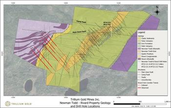 Trillium Gold Reports 8.75 g/t Au over 20.4 metres including 549.0 g/t Au over 0.3 metres and Discovers New Deep Mineralization Outside Newman Todd Zone: https://www.irw-press.at/prcom/images/messages/2022/67589/26092022_DE_TGM_NT09-26-202212393EN.001.jpeg