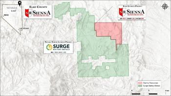 Sienna Closes an Agreement for an Option to Acquire 100% of the “Elko Lithium Project” in Elko County, Nevada Bordering Surge Battery Metals : https://www.irw-press.at/prcom/images/messages/2023/71855/Sienna_090523_ENPRcom.001.jpeg