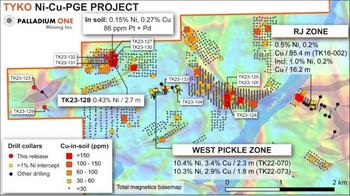 Palladium One bestätigt bei Bohrungen mehrere Chonolith-„Feeder“-Gangstrukturen und entdeckt eine neue Ni-Mineralisierung auf dem Ni-Cu-Projekt Tyko: https://www.irw-press.at/prcom/images/messages/2024/73465/PalladiumOne_010224_DEPRCOM.002.jpeg