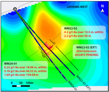 Omega Pacific Intersects 6.22 g/t Gold over 18.98 metres, within 3.16 g/t Gold over 44.32 metres in hole WM24-01 at the Williams Property GIC Prospect: https://www.irw-press.at/prcom/images/messages/2024/76335/OMGA_Firstassay_EN_PRcom.003.png
