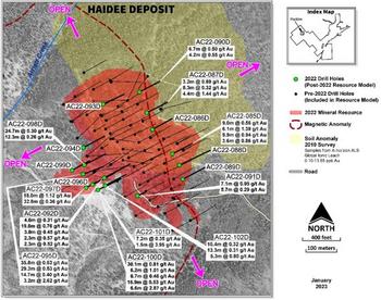 Revival Gold Intersects 1.12 g/t Gold Over 18 Meters and 0.81 g/t Gold Over 30.1 Meters in Near-Surface Oxides at Haidee: https://www.irw-press.at/prcom/images/messages/2023/68789/Revival_010923_ENPRcom.001.jpeg