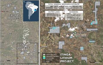 Lithium Ionic Announces Maiden Mineral Resource Estimate at Its Itinga Project in Minas Gerais, Brazil; Drilling Program Expanded with 13 Rigs Operating; PEA Underway: https://www.irw-press.at/prcom/images/messages/2023/71129/LithiumIonic_270623_PRCOM.001.jpeg