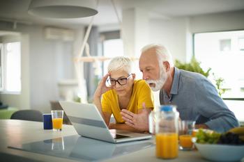 Worried About Retirement? Here's How to Combat These 3 Common Fears: https://g.foolcdn.com/editorial/images/721644/worried-couple-looking-at-laptop.jpg