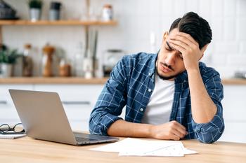 3 Excellent Strategies to Help You Pay Off the Average $37,338 in Student Loan Debt: https://g.foolcdn.com/editorial/images/744666/man-20s-laptop-stress-gettyimages-1418580443.jpg