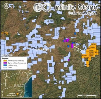 Infinity Stone Options 38,441ha Sugar Loaf and Little Dipper Lithium Projects Near Sigma Lithium in Minas Gerais Province, Brazil: https://www.irw-press.at/prcom/images/messages/2023/69160/01-07-23AcquiresBraziackage-FINAL_Procm.001.jpeg